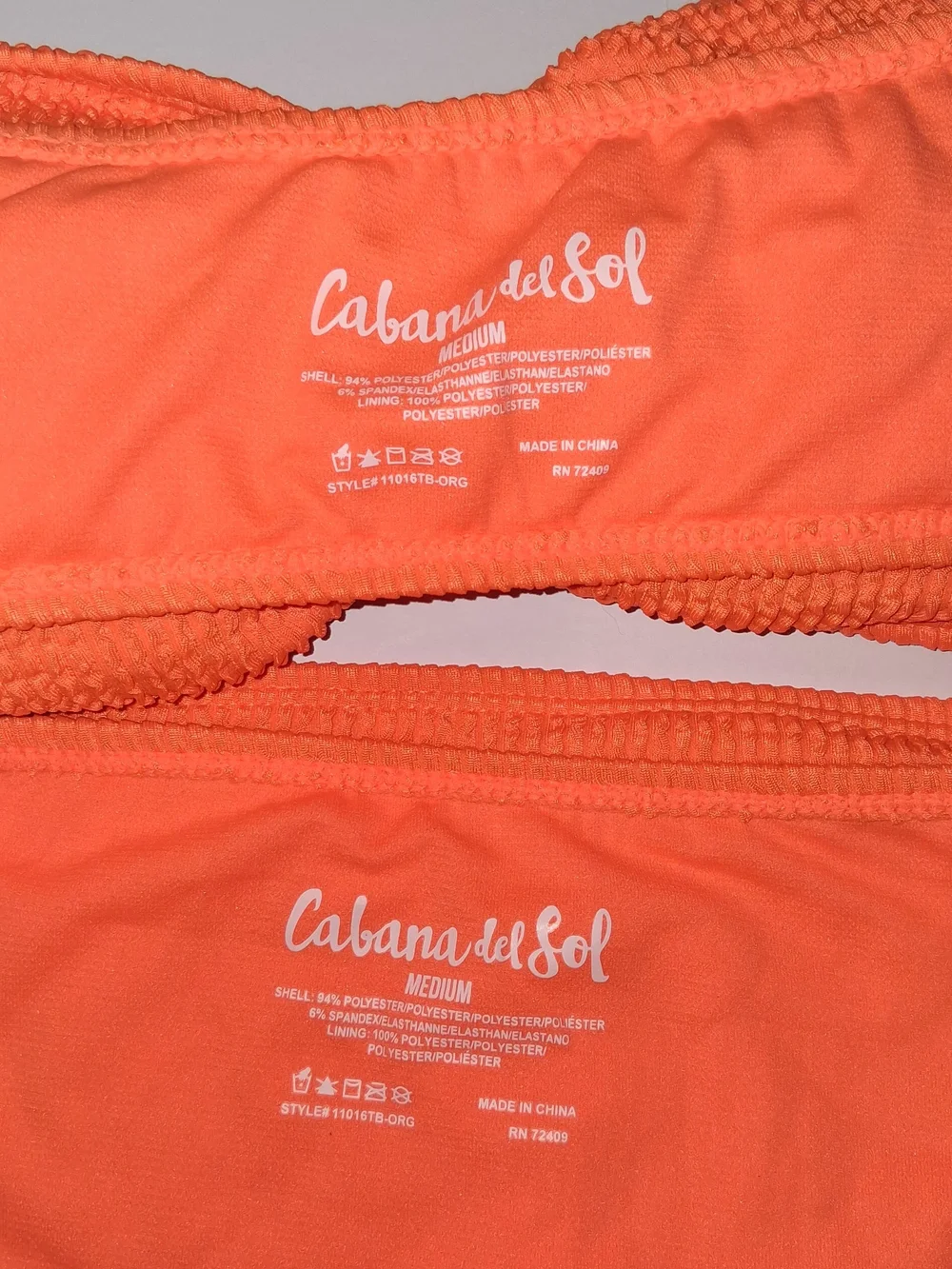 NWT CABANA DEL SOL Orange Bandeau Bikini - Strapless Top, High Waist Bottom Sz M